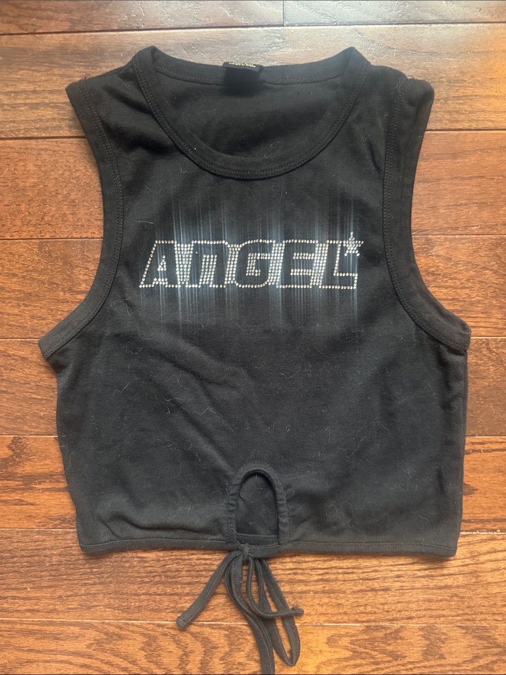 Urban Outfitters Black Rhinestone "ANGEL" Tank